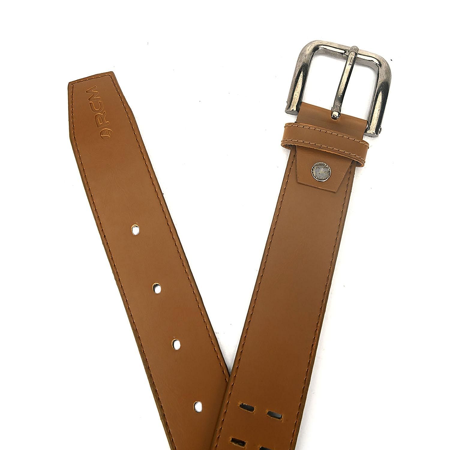 Men's Casual Textured Perforated Belt Tan - LZ-CB-104