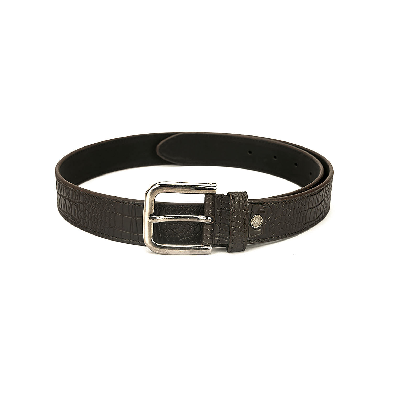Men's Casual Textured Perforated Belt - BRN - LZ- CB-101