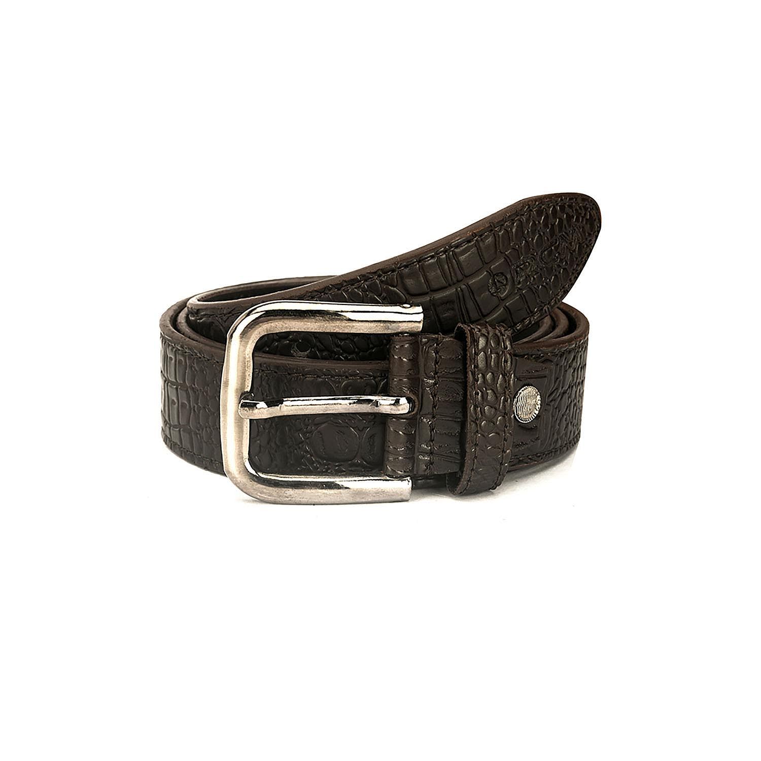 Men's Casual Textured Perforated Belt - BRN - LZ- CB-101