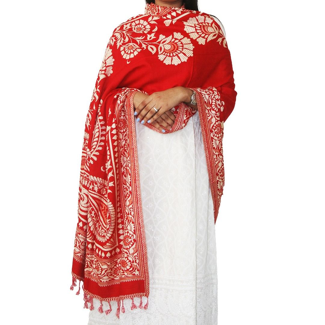 AUTH WMN SHAWL-0001, RED