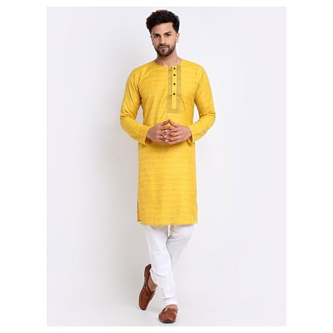 Authenzaa Estalio Full Sleeve Kurta TR-ET0007, Yellow