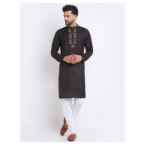 Authenzaa Estalio Full Sleeve  Kurta TR-ET0008, Black
