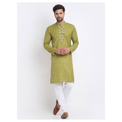 Authenzaa Estalio Full Sleeve Kurta TR-ET0008, Green