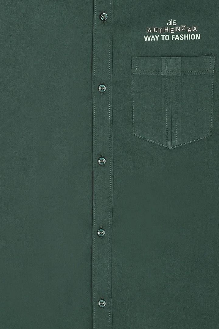 Authenzaa Full Sleeve Boy Shirt-SR0001, Green