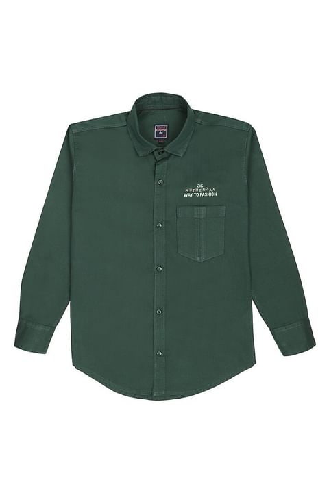 Authenzaa Full Sleeve Boy Shirt-SR0001, Green