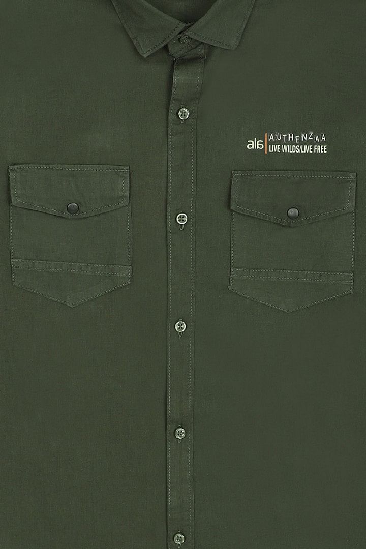 Authenzaa Full Sleeve Boy Shirt-SR0003, Green