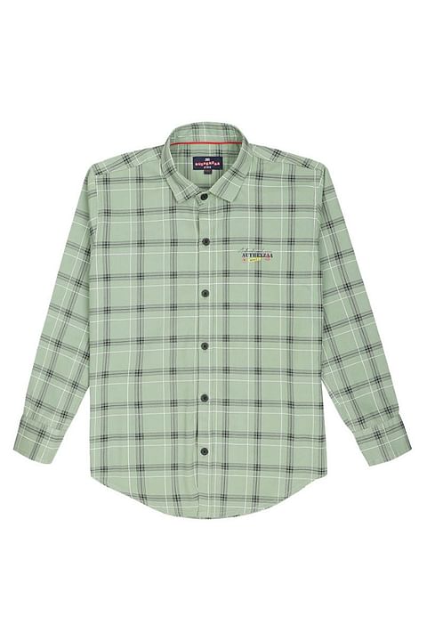 Authenzaa Full Sleeve Boy Shirt-SR0008, Green