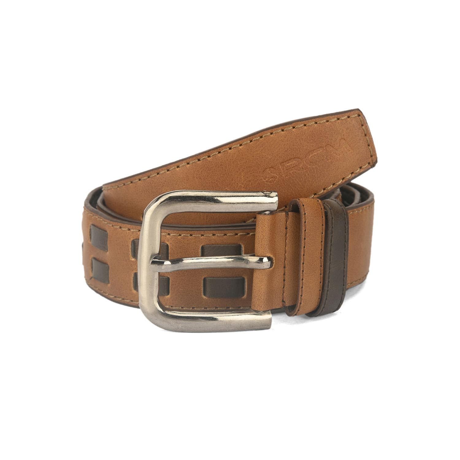 Men's Casual Textured Perforated Belt Tan - LZ-CB-102