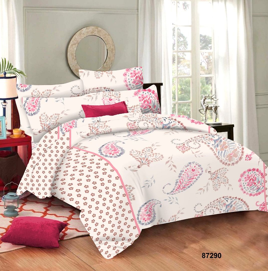DOUBLE BEDSHEET TS 87290, RED BRN, KING SIZE 