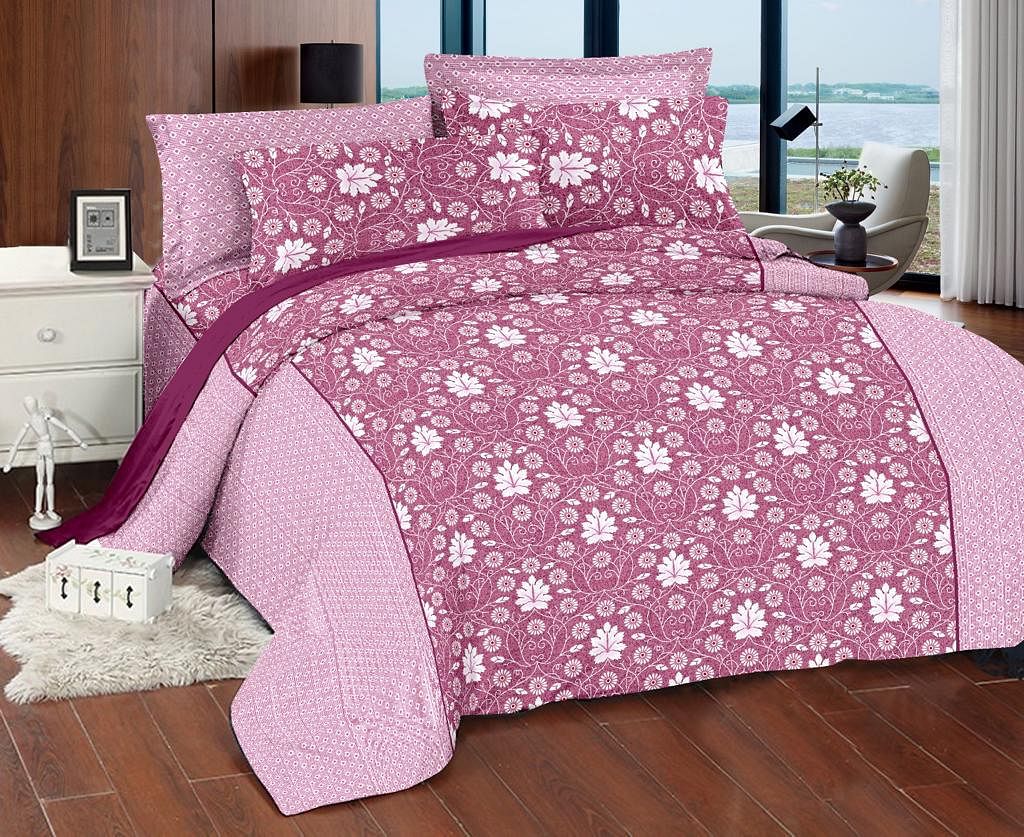 DOUBLE BEDSHEET TS 1343, ROSE PINK, KING SIZE 
