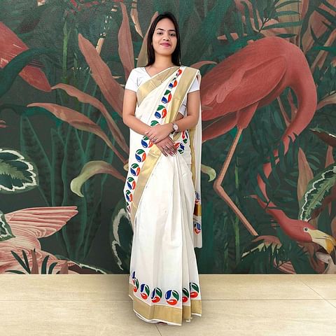 Authenzaa Women Silk Logo Saree, White