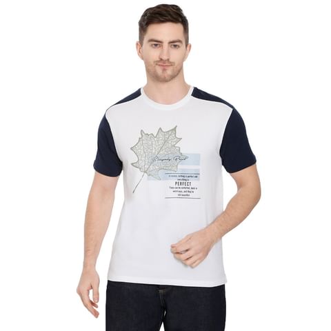 Authenzaa Casual Round Neck T-Shirt -CS-RN1002, N.White 