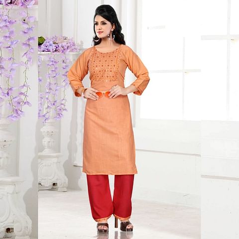 WM FASHION KURTI SET-KST004, ORANGE