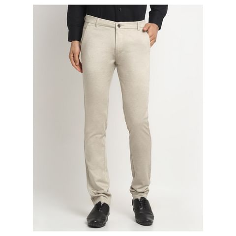 Authenzaa Men Casual Cotton Trouser CS-FS-0009, Cream