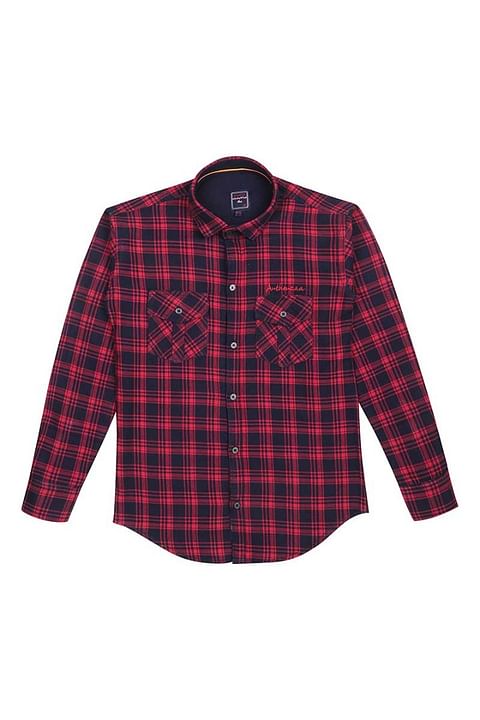 Authenzaa Full Sleeve Boy Shirt-SR0014, Red