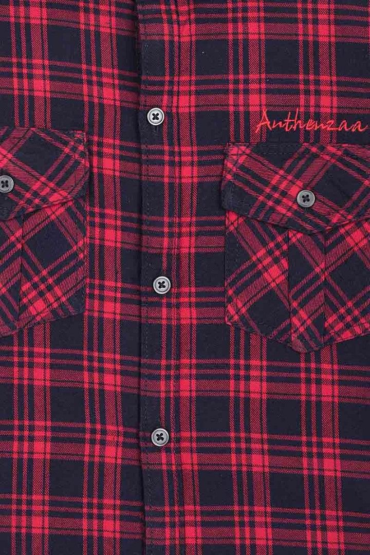 Authenzaa Full Sleeve Boy Shirt-SR0014, Red