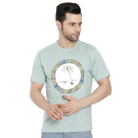 Authenzaa Casual Round Neck T-Shirt  CS-CA009, Pista 