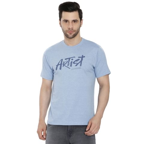 Authenzaa Casual Round Neck T-Shirt  CS-CA009, Sky Blue 