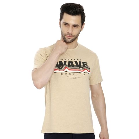 Authenzaa Casual Round Neck T-Shirt  CS-CA009, Beige
