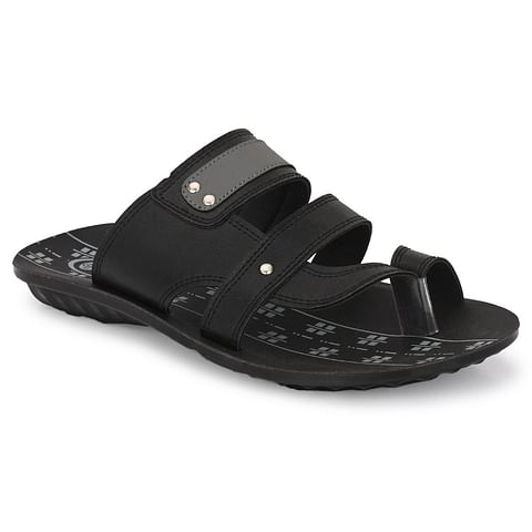 Pair-it Men's PU Slippers-DICTION075-Black 