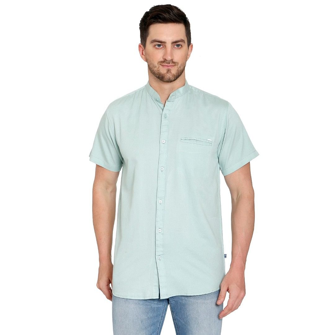 Authenzaa Men Half Sleeves Shirt-5003 Mint