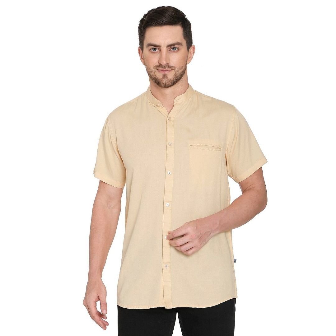Authenzaa Men Half Sleeves Shirt-5003 Yellow