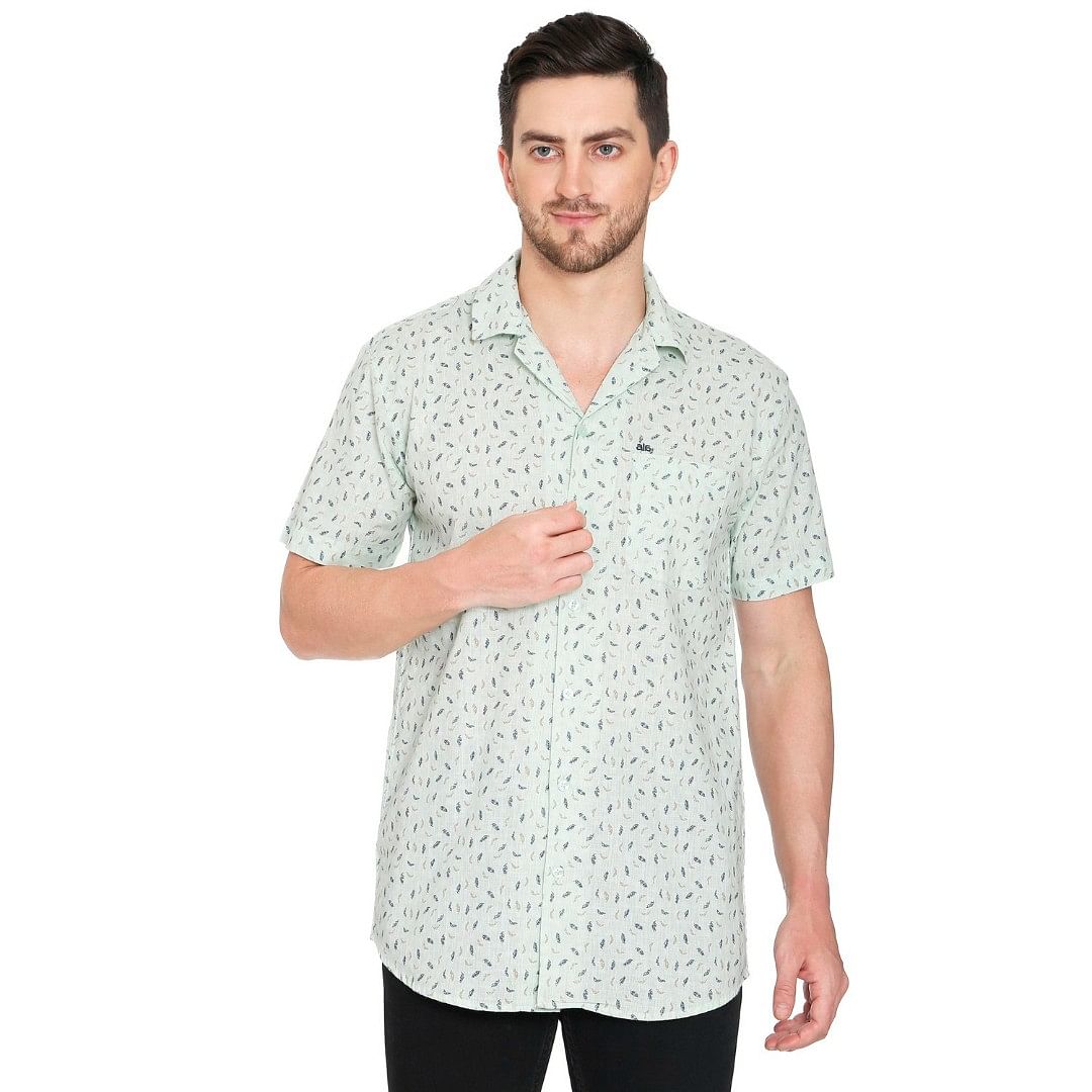 Authenzaa Men Half Sleeves Shirt-5005, Mint