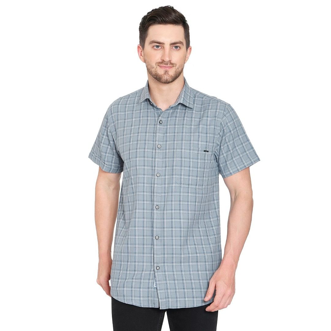 AUTHENZAA MN HALF SLEEVES SHIRT-5008, GREY