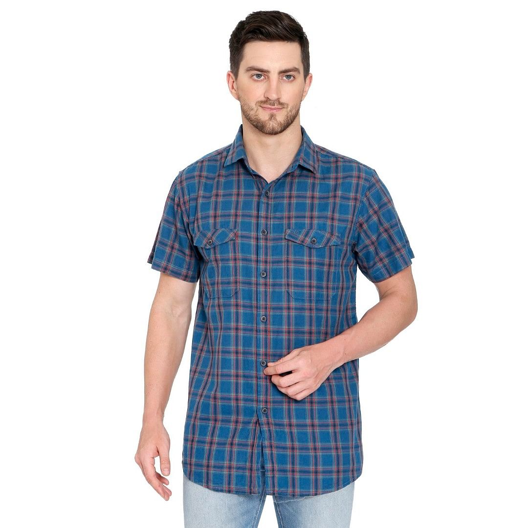 AUTHENZAA MN HALF SLEEVES SHIRT-5009, BLUE