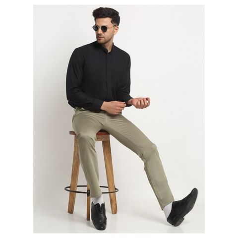 Authenzaa Men Casual Cotton Trouser CS-FS-0007, Pista