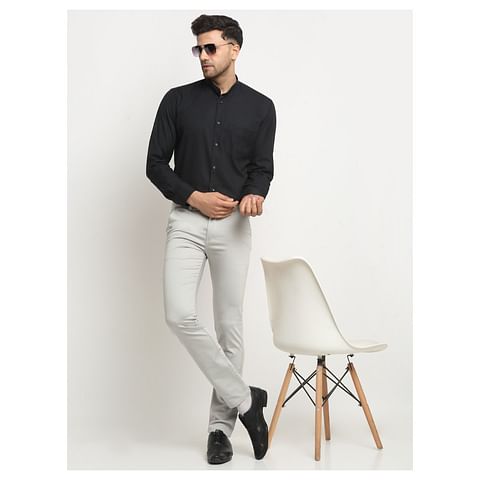 Authenzaa Men Casual Cotton Trouser CS-FS-0007, Steel Grey