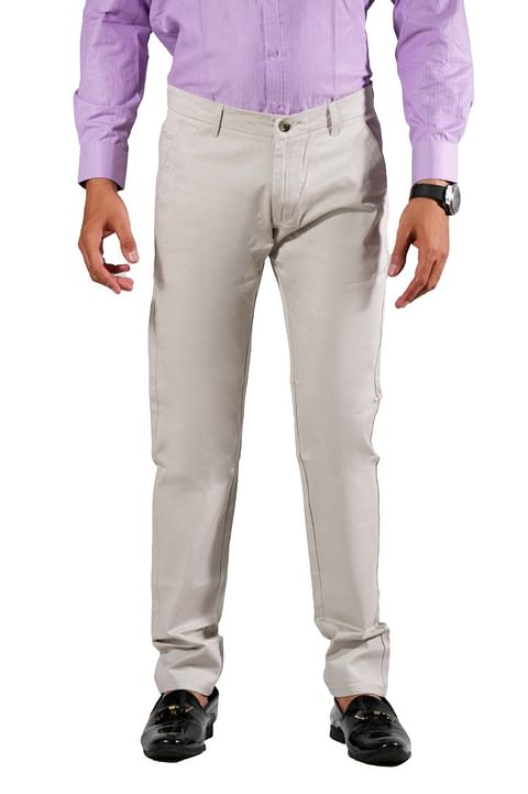 Authenzaa Men Chinos Casual Trouser CS-SC0001, Cream