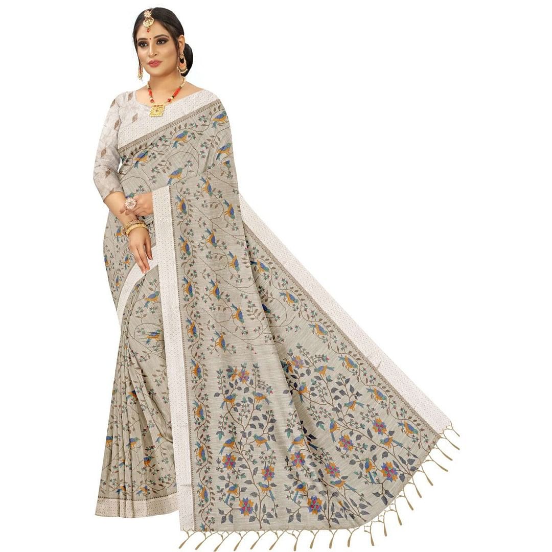 Authenzaa Kala Saree KL ETH0013 Beige  