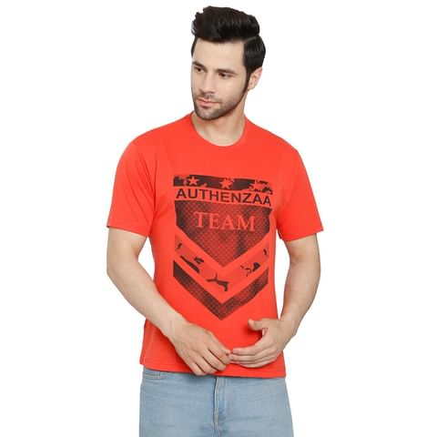 Authenzaa Casual Round Neck T-Shirt  CS-RN1003, Carrot