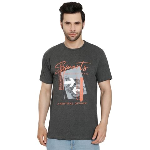 Authenzaa Casual Round Neck T-Shirt  CS-RN1003, Charcoal