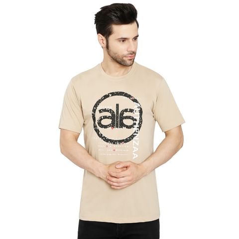 Authenzaa Casual Round Neck T-Shirt  CS-RN1003, Khakhi