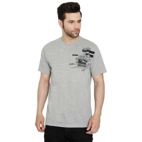 Authenzaa Casual Round Neck T-Shirt  CS-RN1003, Light Grey 