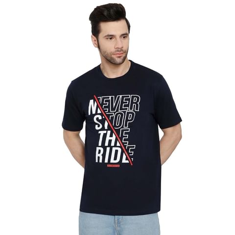 Authenzaa Casual Round Neck T-Shirt  CS-RN1003, Navy
