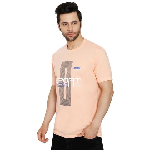 Authenzaa Casual Round Neck T-Shirt  CS-RN1003, Peach