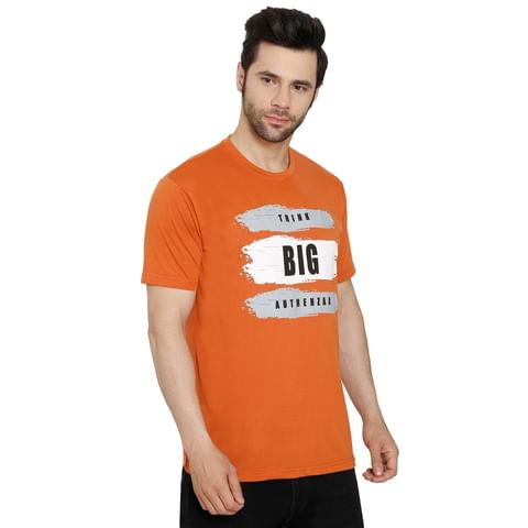 Authenzaa Casual Round Neck T-Shirt  CS-RN1003, Rust