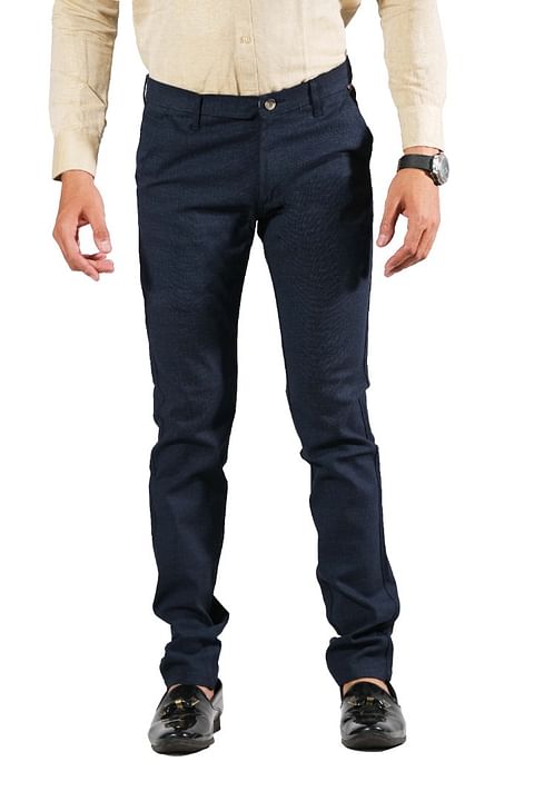 Authenzaa Men Casual Cotton Trouser CS-FS-0009, Navy