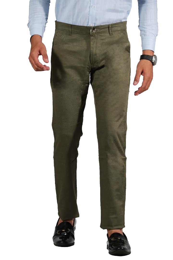 Authenzaa Men Casual Cotton Trouser CS-FS-0001, Dark Green