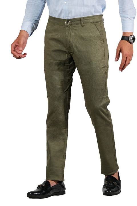 Authenzaa Men Casual Cotton Trouser CS-FS-0001, Dark Green
