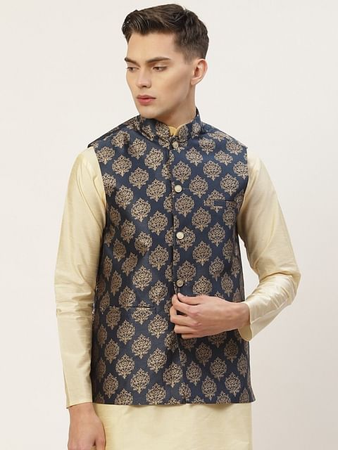 Authenzaa Men'S Waistcoat ETH-WC0013, Navy