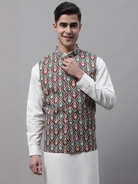 Authenzaa Men'S Waistcoat ETH-WC0016, Teal