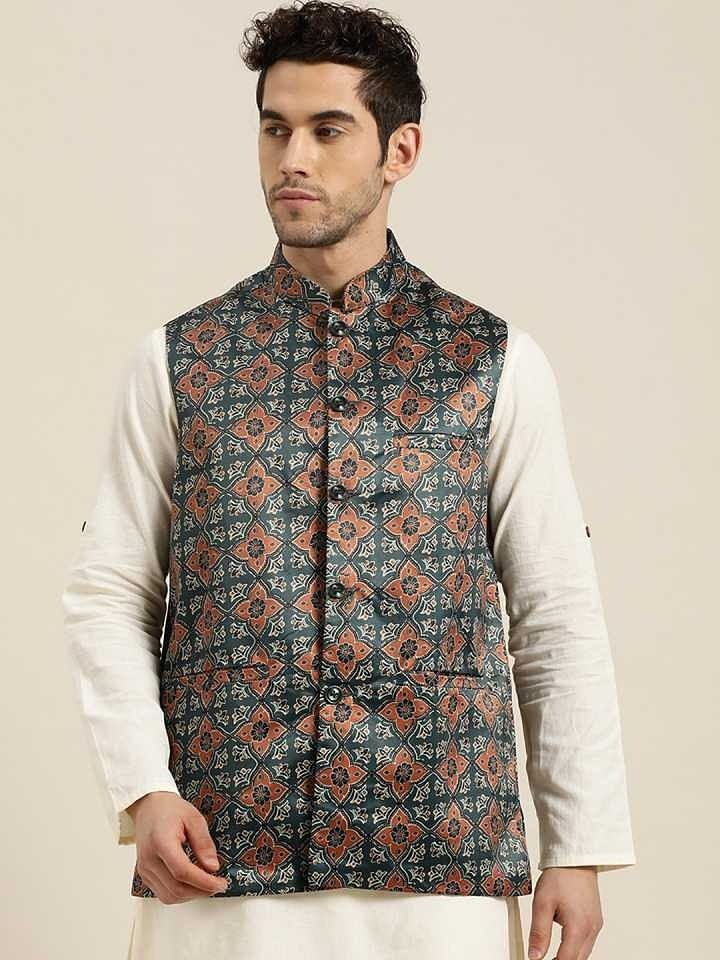 Authenzaa Men'S Waistcoat ETH-WC0017, Grey