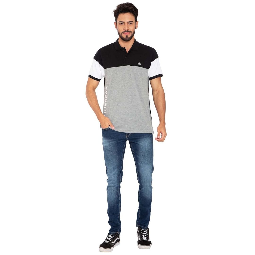 Authenzaa Men Polo T-shirt PL1002, Light Grey