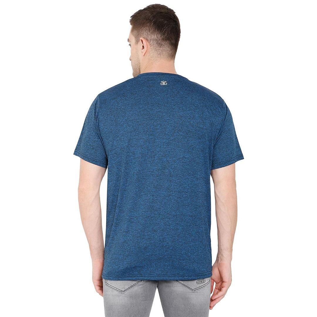 Authenzaa Men Activewear T-Shirt ACRN001, Blue Melange 