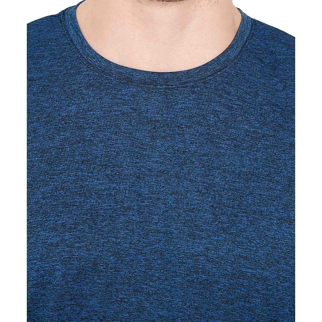 Authenzaa Men Activewear T-Shirt ACRN001, Blue Melange 