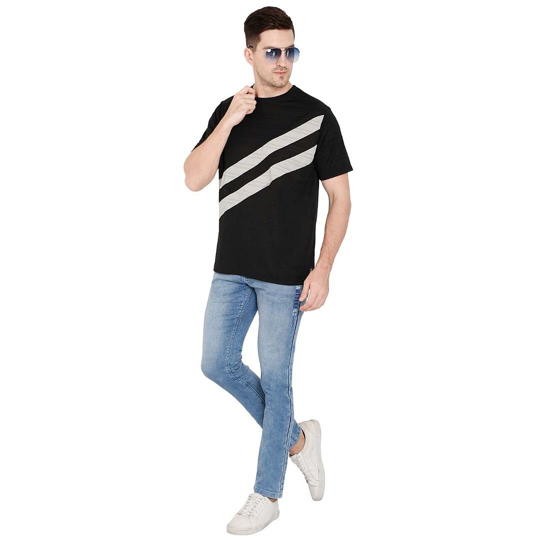 Authenzaa Men Activewear T-Shirt-ACRN004, Black